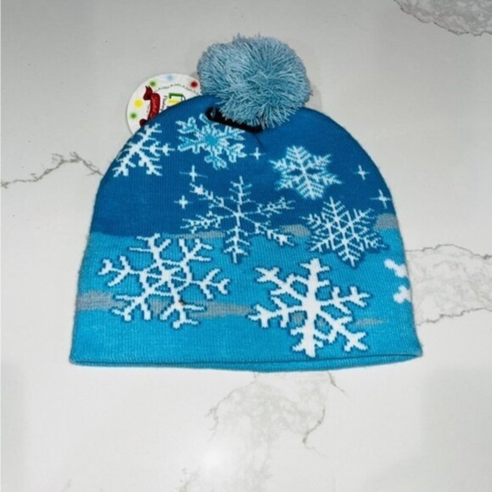 Kids Blue Snowflake Beanie